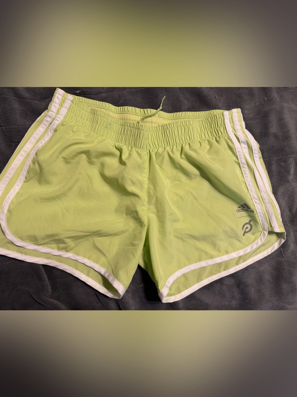 adidas Lime Green Athletic Shorts with White Trim